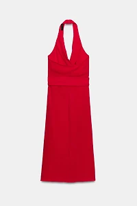 BELTED WRAP MIDI DRESS