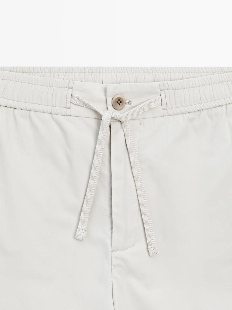 Jogger-fit poplin Bermuda shorts