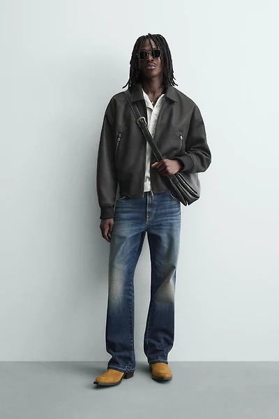 FAUX LEATHER BOMBER JACKET