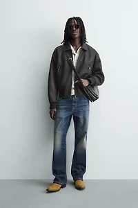 FAUX LEATHER BOMBER JACKET