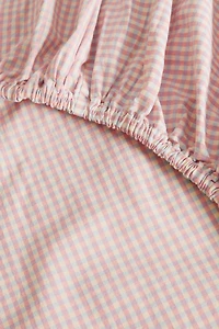 KIDS' GINGHAM COTTON FITTED SHEET