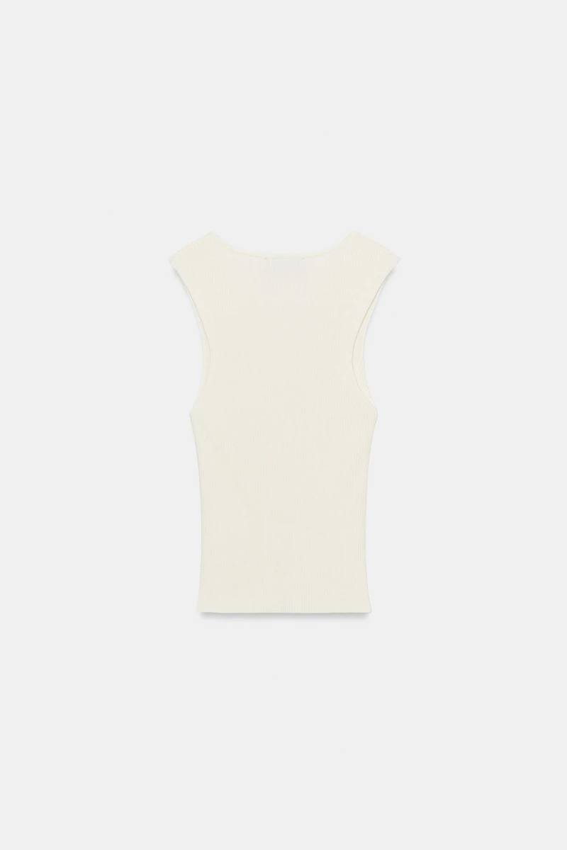 V-NECK RIB KNIT TOP