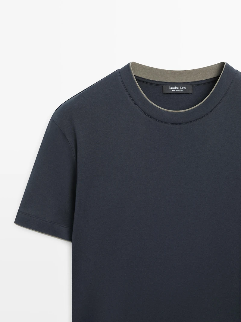 Contrast collar T-shirt, 100% cotton