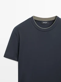Contrast collar T-shirt, 100% cotton