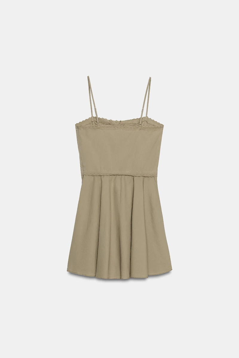 EMBROIDERED POPLIN MINI DRESS