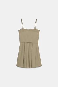 EMBROIDERED POPLIN MINI DRESS