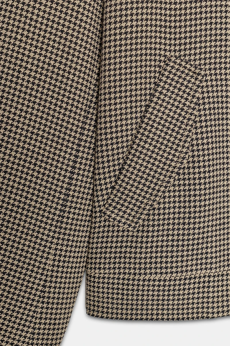 HOUNDSTOOTH BOMBER JACKET WITH SHOULDER PADS