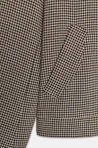 HOUNDSTOOTH BOMBER JACKET WITH SHOULDER PADS