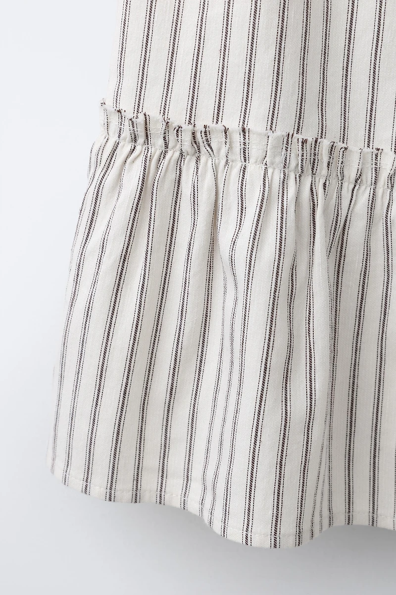 STRIPED TIERED MIDI SKIRT