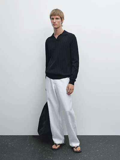 Pull polo manches longues