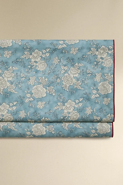 FLORAL PRINT SATEEN FLAT SHEET WITH PIPING