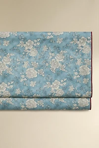 FLORAL PRINT SATEEN FLAT SHEET WITH PIPING