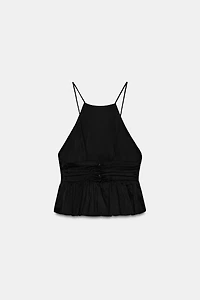 PEPLUM HALTER TOP