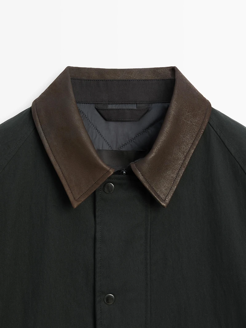 Veste avec col en cuir