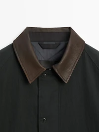 Veste avec col en cuir