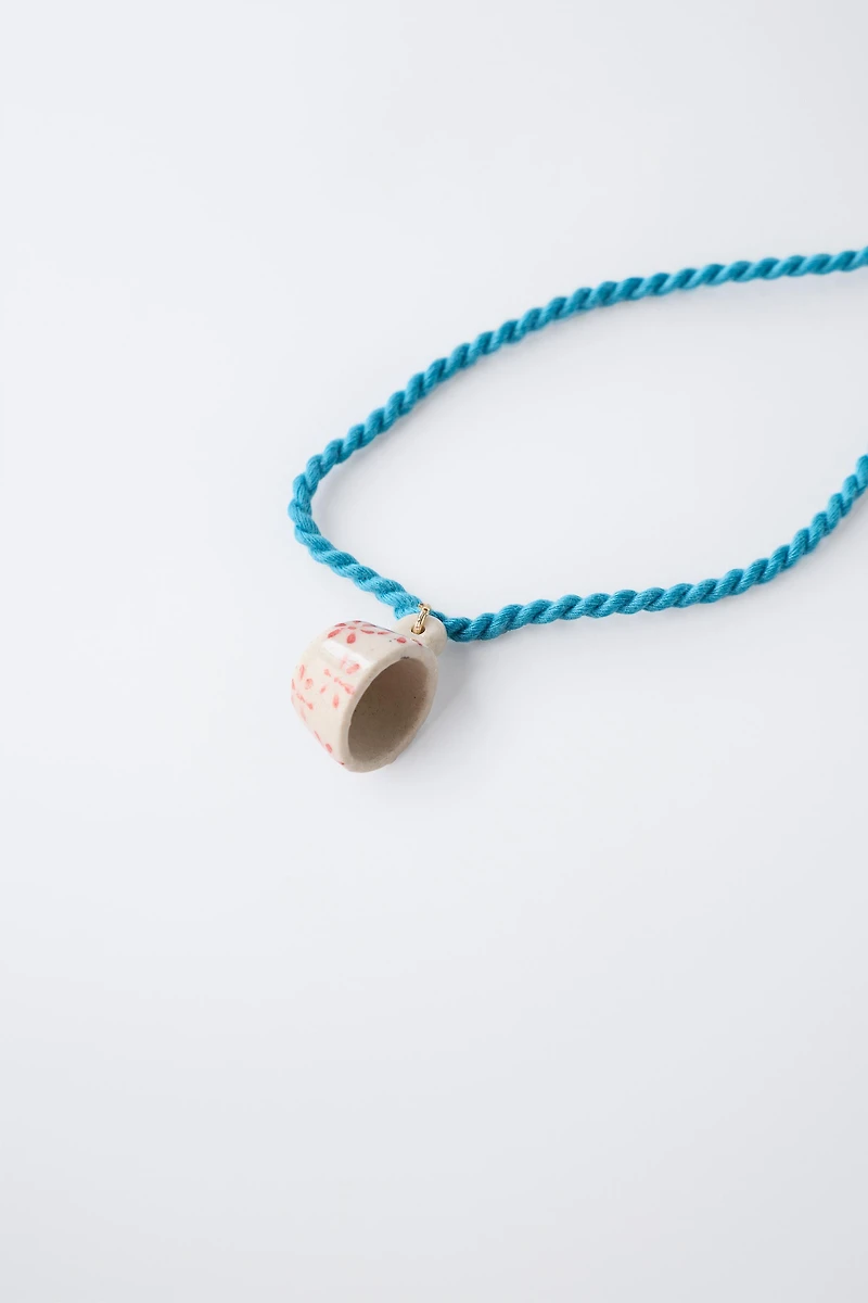 CERAMIC CUP CORD NECKLACE