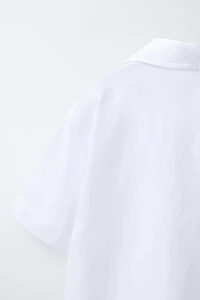 LINEN AND COTTON SPREAD COLLAR SHIRT