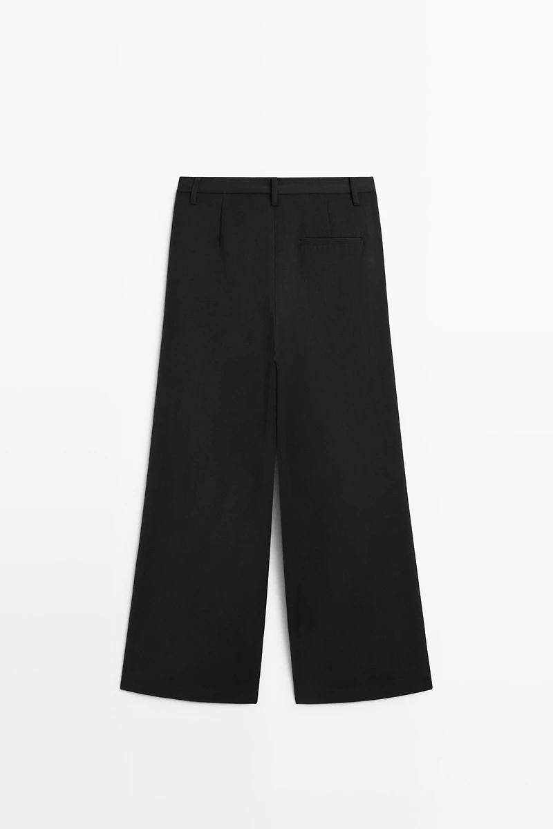 Flowing cropped wide-leg pants