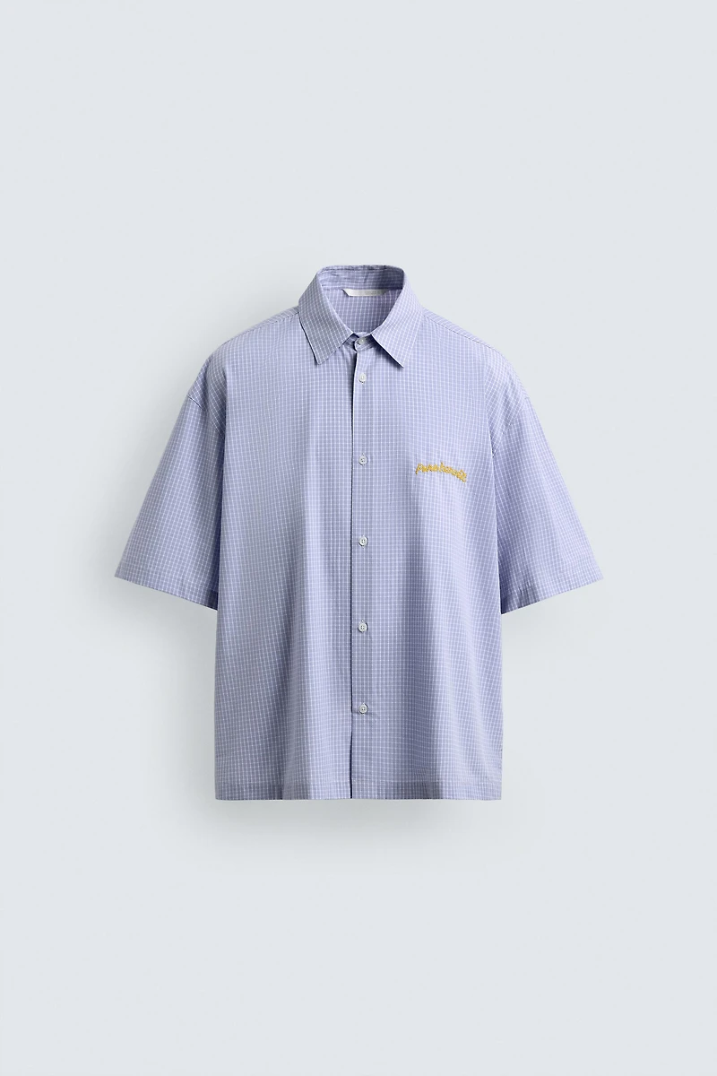 COMBINATION GRAPHIC PLAID SHIRT