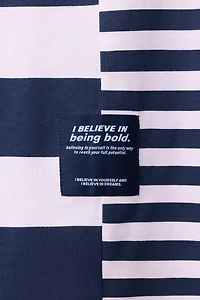 STRIPED TEXT T-SHIRT