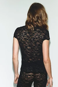 SHORT SLEEVE LACE T-SHIRT