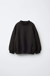 PLAIN MOCK NECK SWEATSHIRT