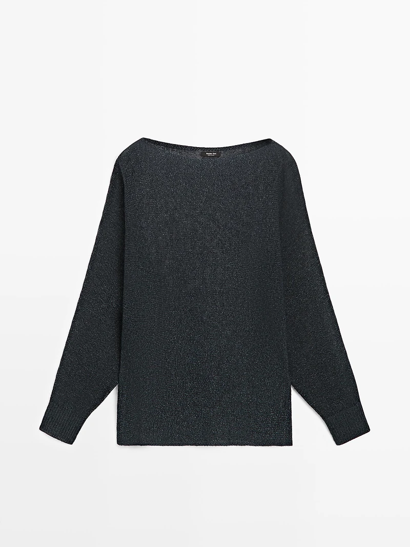 Flowing cotton blend knit sweater
