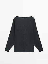 Flowing cotton blend knit sweater