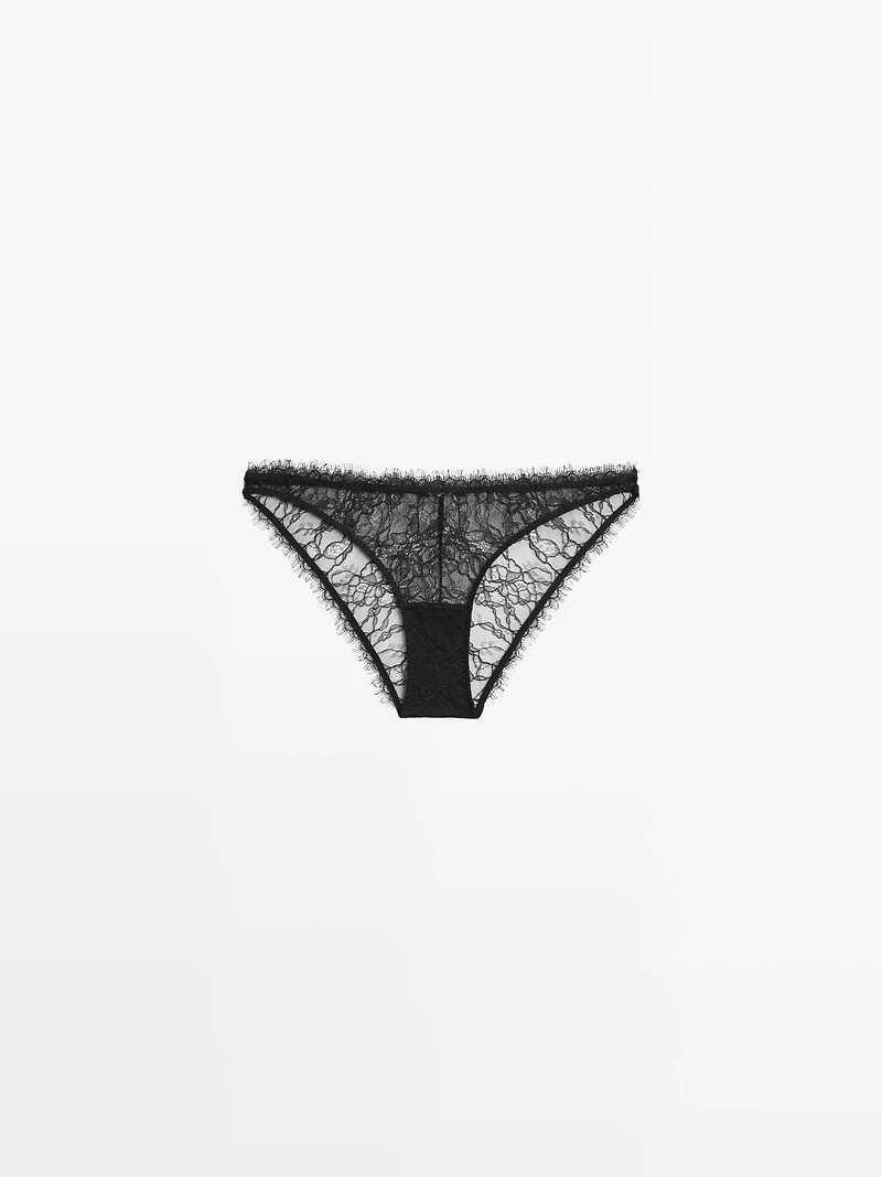 Lace briefs with frayed detail