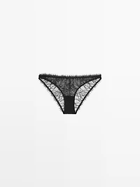 Lace briefs with frayed detail
