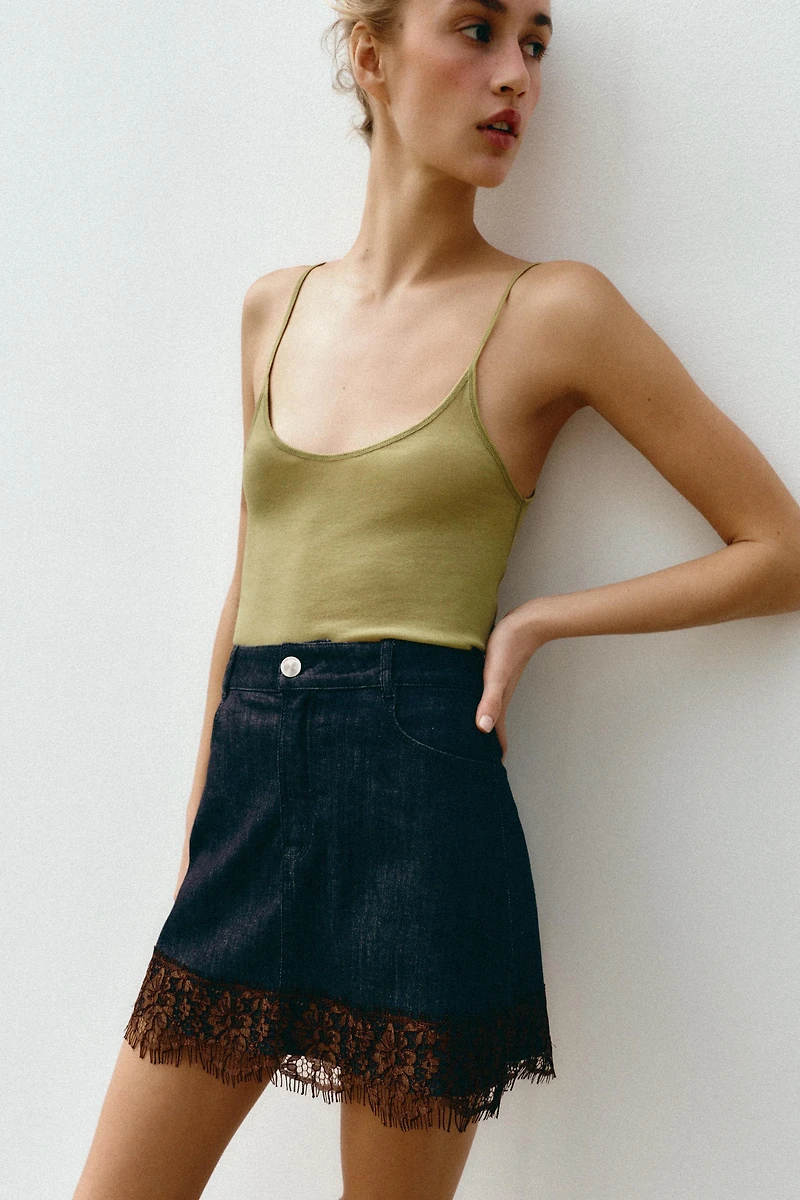 Z1975 DENIM LACE SKORT