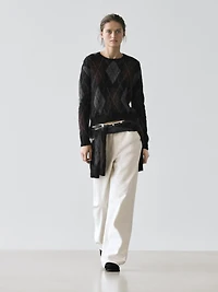 Argyle knit wool and alpaca sweater