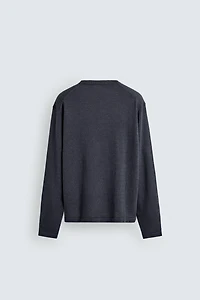 LINEN-WOOL BLEND HENLEY JUMPER