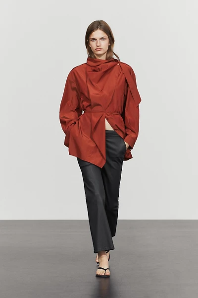 Rubberised cropped flare pants