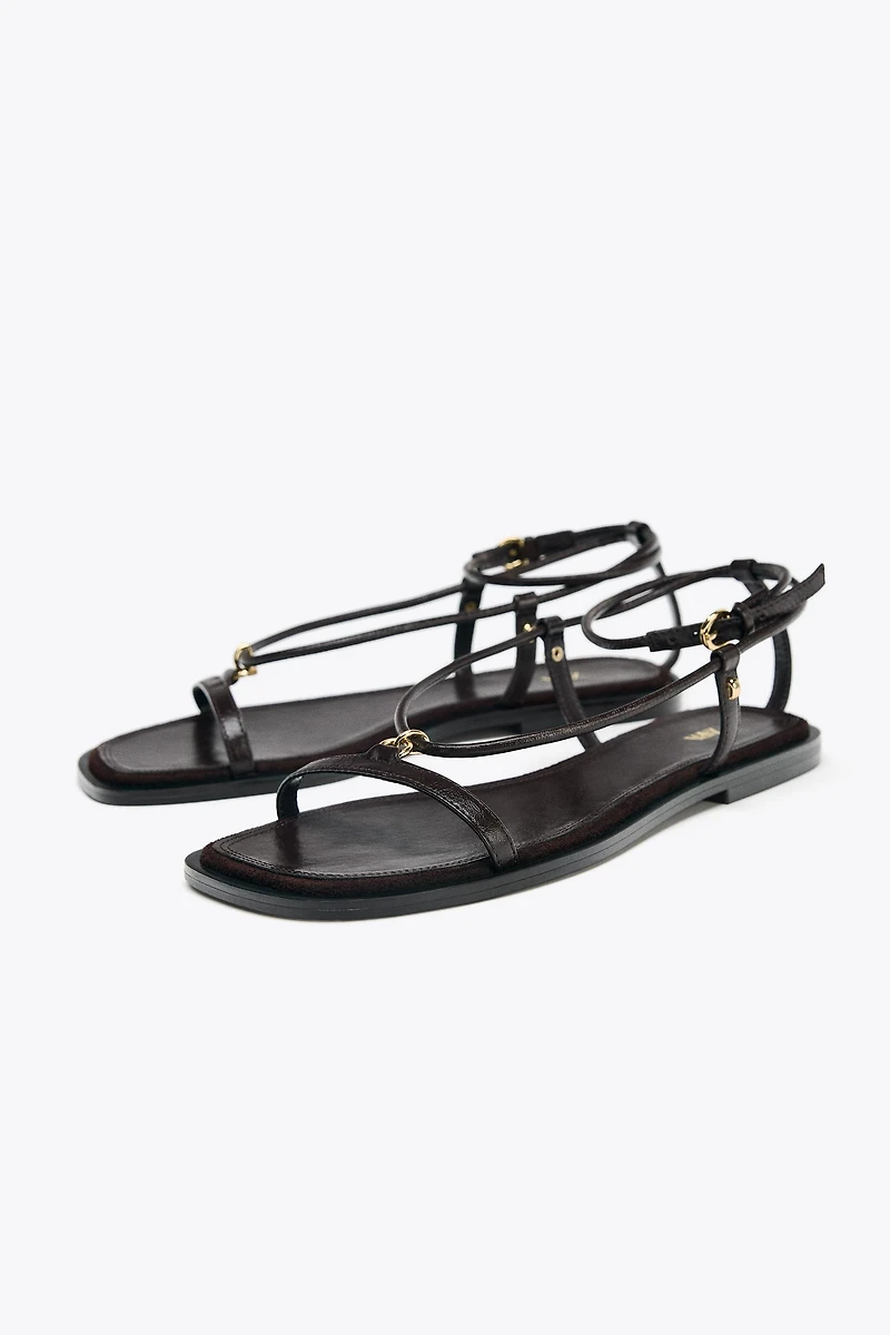 LEATHER THIN STRAP SANDALS