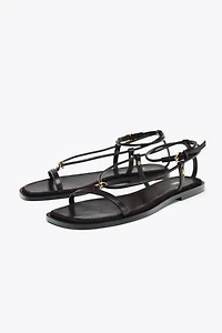 LEATHER THIN STRAP SANDALS