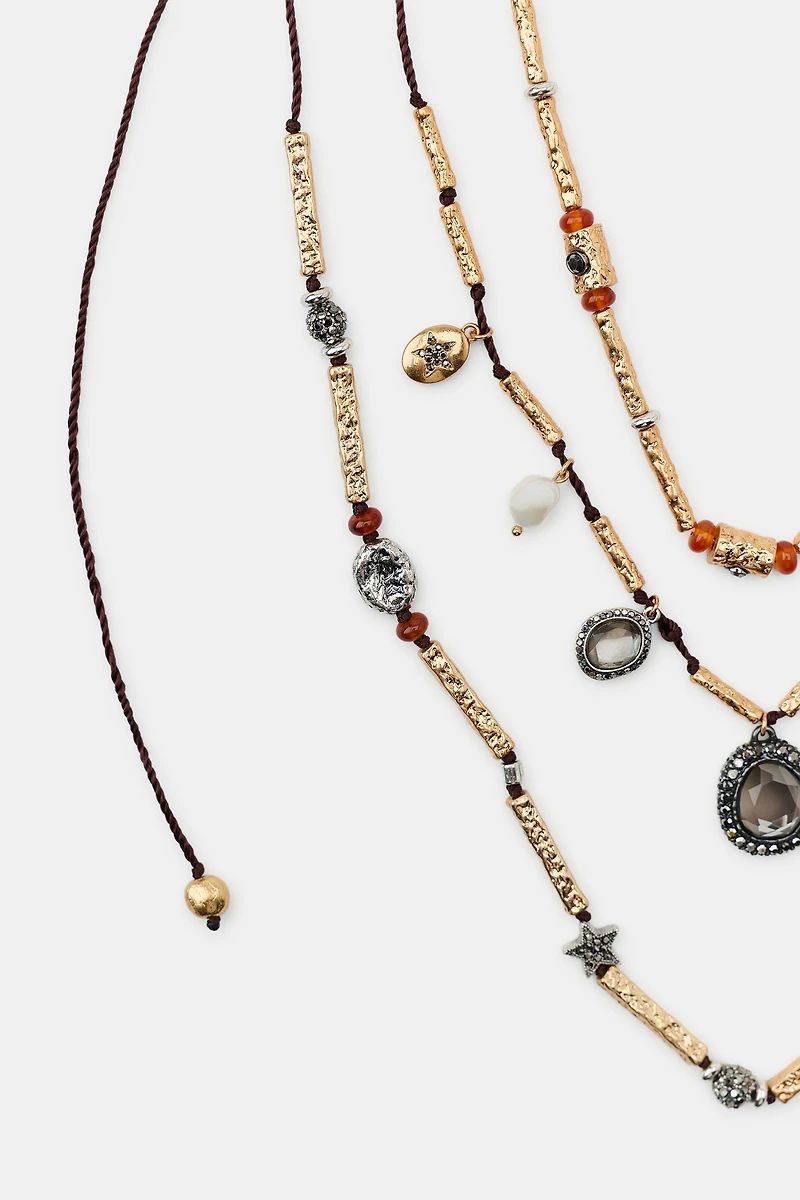LOT DE 3 COLLIERS LACET CHARMS BIJOUX