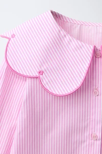 STRIPED EMBROIDERED COLLAR SHIRT