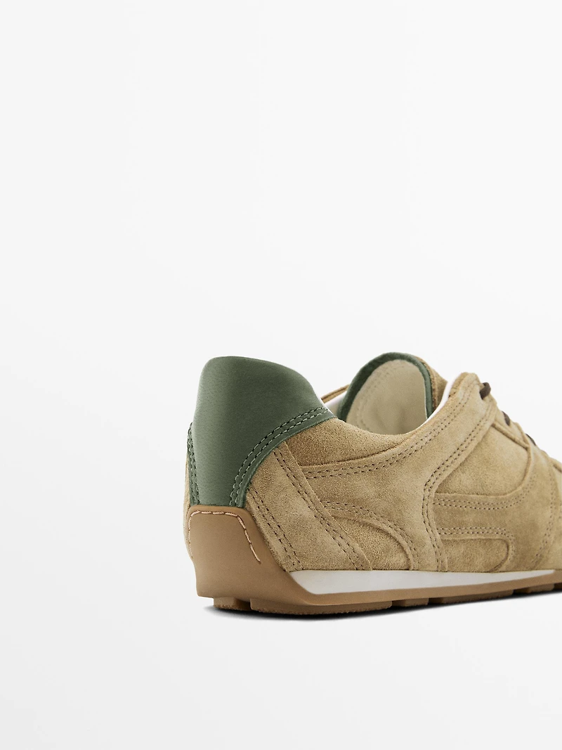Tennis pièces croûte de cuir serraje