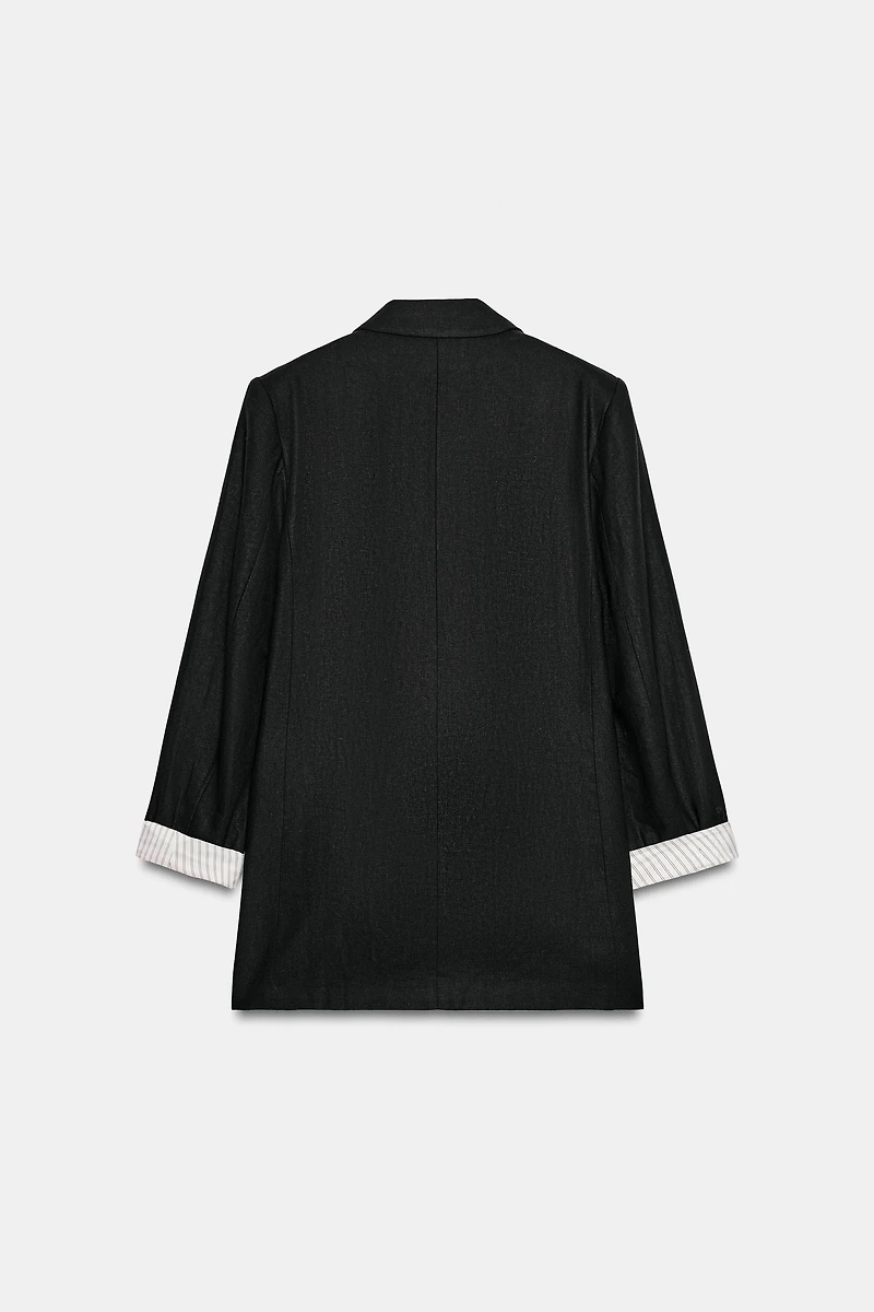 LINEN BLAZER WITH ROLLED SLEEVES