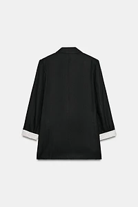 LINEN BLAZER WITH ROLLED SLEEVES