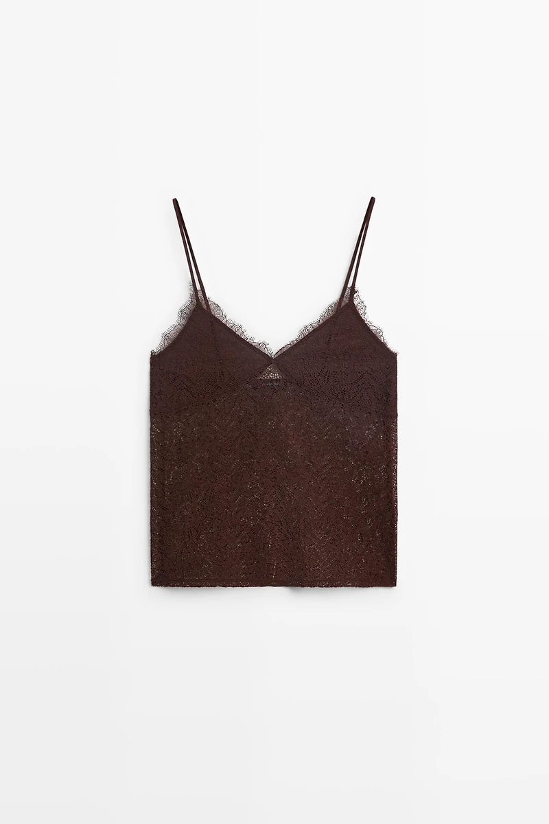 Strappy lace detail top