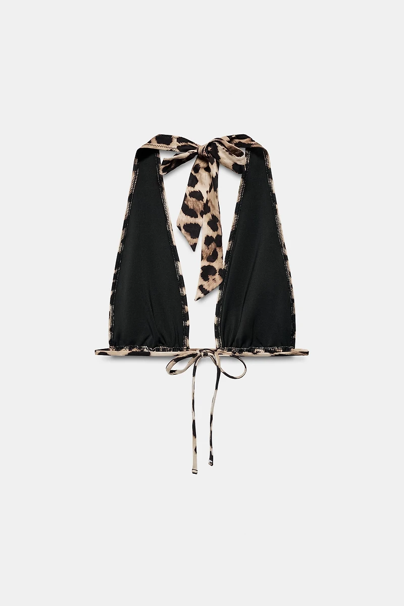 ANIMAL PRINT TRIANGLE BIKINI TOP