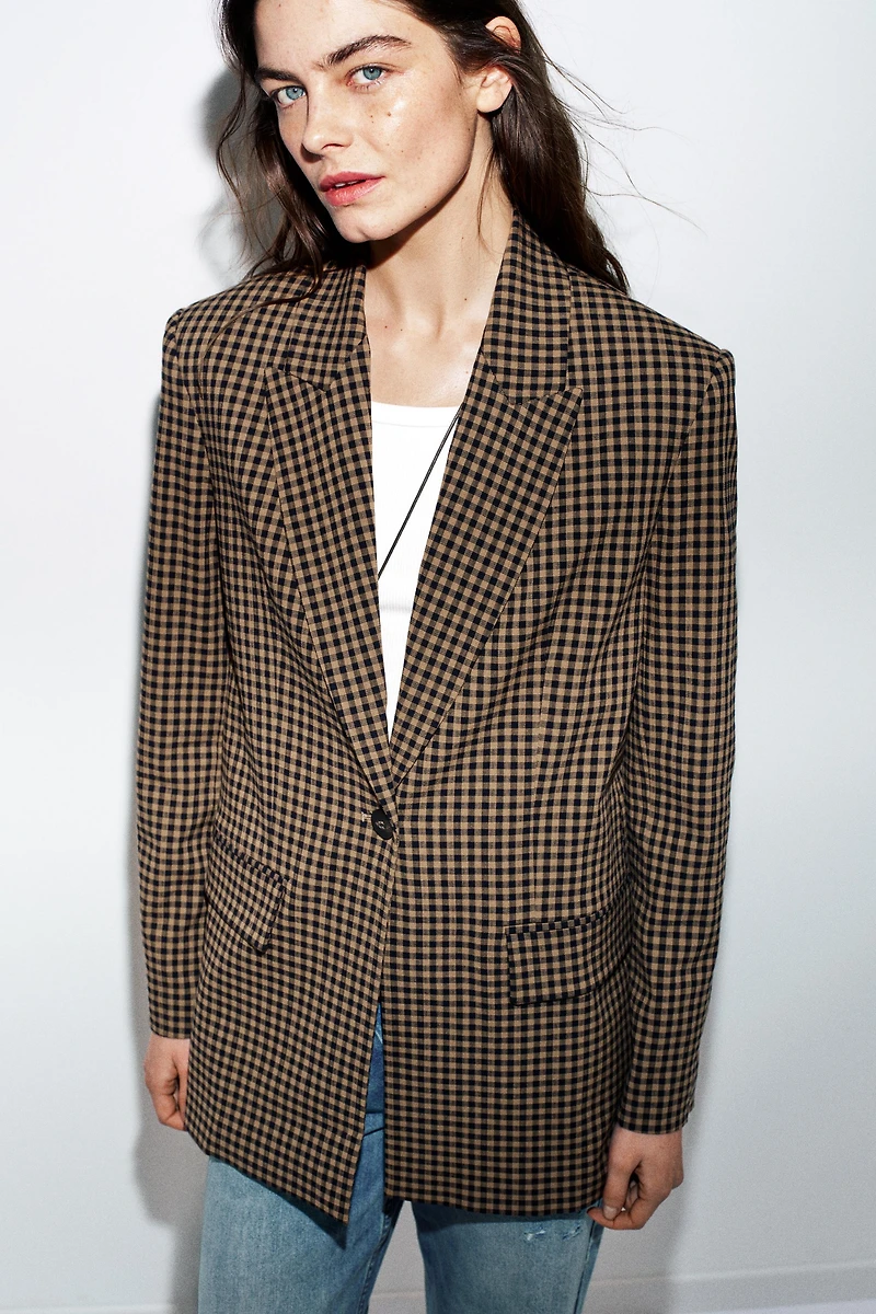 OVERSIZED GINGHAM BLAZER