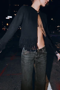 FRINGED KNIT CARDIGAN