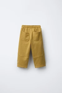 STRAIGHT FIT PLUSH PLAID PANTS