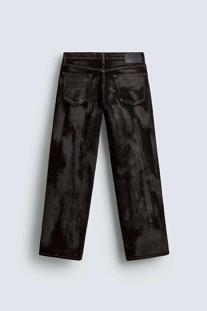 FLOCKED STRAIGHT FIT JEANS