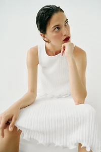 DOUBLE-LAYER KNIT MIDI SKIRT