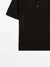 Knit polo shirt with coloured collar detail
