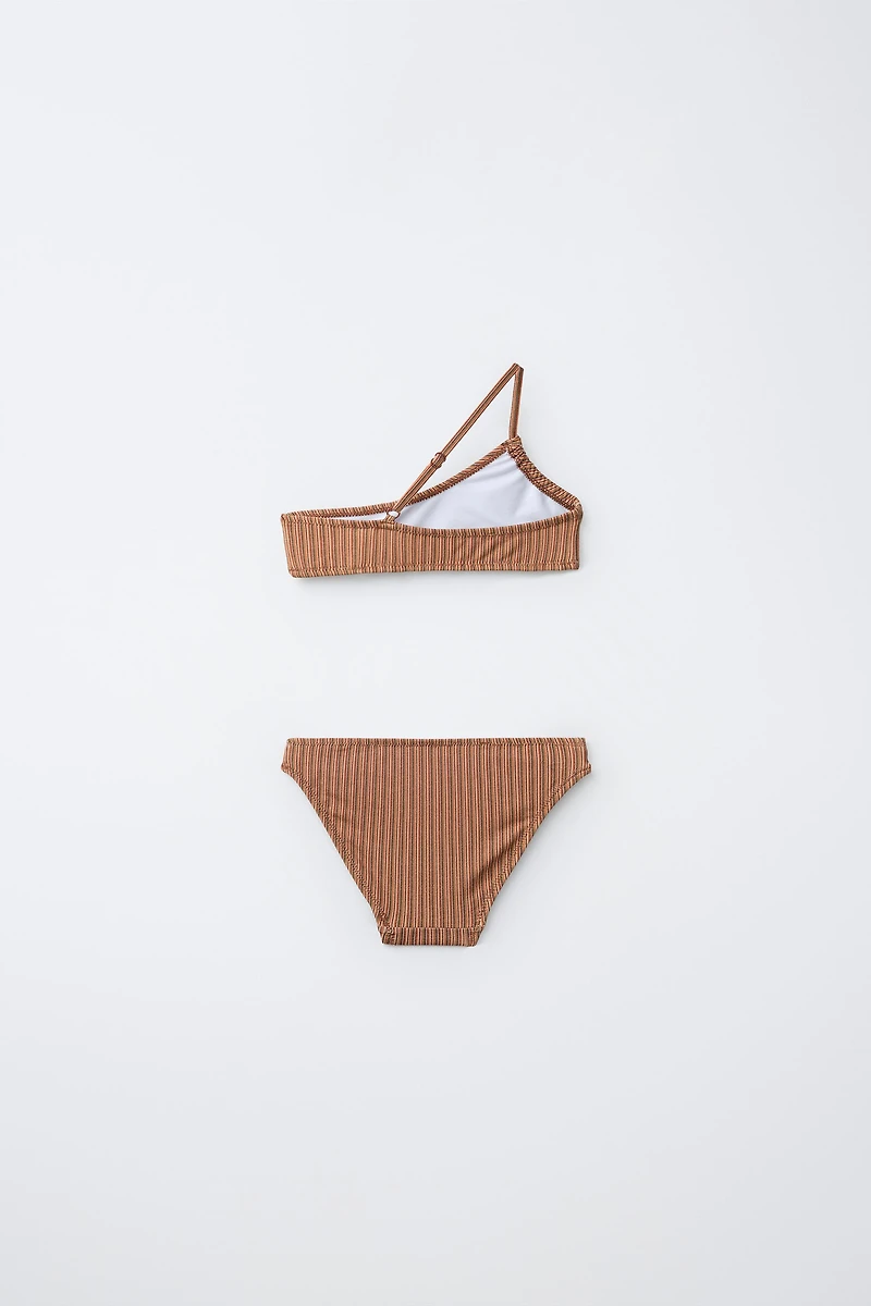 ASYMMETRICAL STRIPED SHIMMER BIKINI (6-14Y)